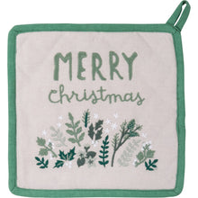 Load image into Gallery viewer, Oven Mitt and Potholder Kitchen Set - Merry Christmas Happy Always