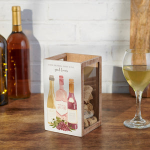 Single Wine Box & Cork Holder - Good Friends, Good Wine, Good Times