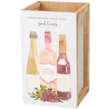 Load image into Gallery viewer, Single Wine Box &amp; Cork Holder - Good Friends, Good Wine, Good Times
