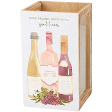 Load image into Gallery viewer, Single Wine Box & Cork Holder - Good Friends, Good Wine, Good Times