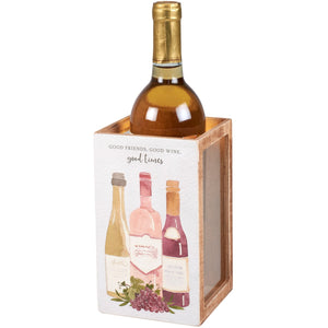 Single Wine Box & Cork Holder - Good Friends, Good Wine, Good Times