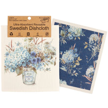 Load image into Gallery viewer, Blue Floral Swedish Dishcloth Set