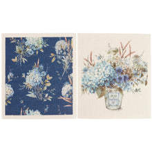 Load image into Gallery viewer, Blue Floral Swedish Dishcloth Set