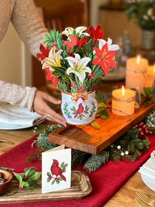 Winter Joy with Cardinal - Pop up Flower Bouquet