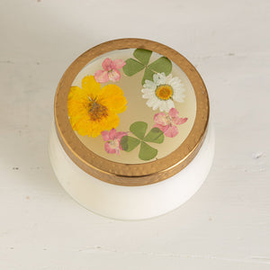 Rosy Rings - Lemon Blossom & Lychee Large Pressed Floral Candle
