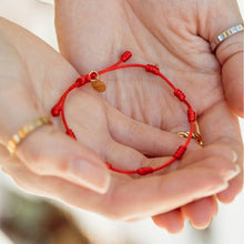 Load image into Gallery viewer, 7 Knots of Protection Thread Bracelet - Red Silk