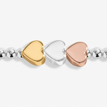 Load image into Gallery viewer, Anklet - Three Tone Heart Anklet In Silver, Gold-Tone And Rose Gold-Tone Plating
