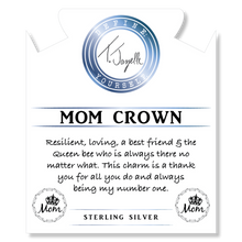 Load image into Gallery viewer, Aqua Agate Gemstone Bracelet with Mom Crown Sterling Silver Charm
