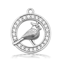 Load image into Gallery viewer, Aqua Agate Gemstone Bracelet with White Cardinal CZ Sterling Silver Charm