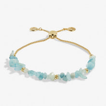 Load image into Gallery viewer, Aquamarine Manifestones Adjustable Bracelet In Gold-Tone Plating