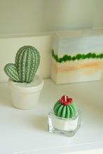 Load image into Gallery viewer, Barrel Cactus w/Red Flower Tealight Candle | Soy Wax Blend - Style D