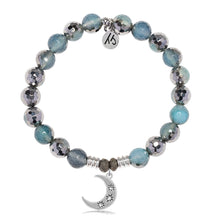 Load image into Gallery viewer, Blue Silver Agate Gemstone Bracelet with Friendship Stars Sterling Silver Charm