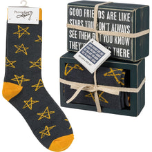 Load image into Gallery viewer, Box Sign & Sock Set - Good Friends Are Like Stars