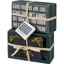 Load image into Gallery viewer, Box Sign & Sock Set - Good Friends Are Like Stars