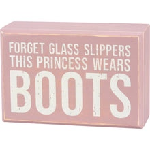 Load image into Gallery viewer, Box Sign & Sock Set - Princess Wears Boots