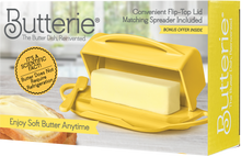 Load image into Gallery viewer, Butterie - Butter Dish with Attached Flip-Top Lid - Yellow