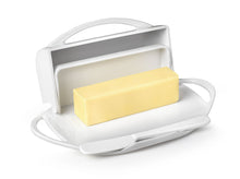 Load image into Gallery viewer, Butter Dish with Attached Flip-Top Lid - White