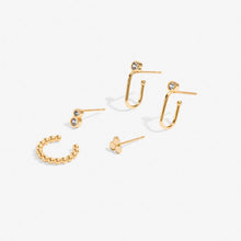 Load image into Gallery viewer, CZ Gold Stacks of Style Earrings Set