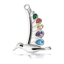 Load image into Gallery viewer, Champagne Agate Gemstone Bracelet with Hummingbird Sterling Silver Charm