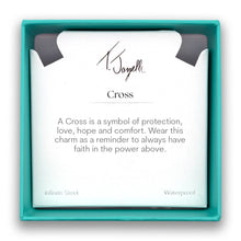 Load image into Gallery viewer, Cross CZ Charm with Blue Turquoise Gemstone Bracelet