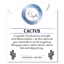 Load image into Gallery viewer, Denim Blue Agate Stone Bracelet with Cactus Cutout Sterling Silver Charm