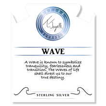 Load image into Gallery viewer, Denim Blue Agate Stone Bracelet with Wave Sterling Silver Charm
