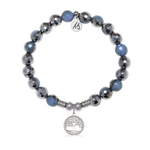 Load image into Gallery viewer, Family Tree Charm with Silver Dipped Sky Blue Agate Gemstone Bracelet