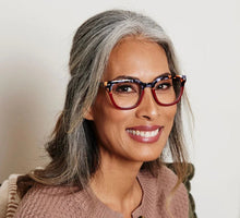 Load image into Gallery viewer, Faye Gray Botanical/Dark Red - Peepers Readers