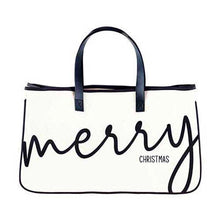 Load image into Gallery viewer, White Large Canvas Tote - Merry Christmas