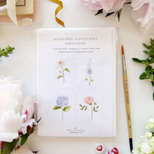 Load image into Gallery viewer, Garden Flowers Paintable Watercolor Notecard Set