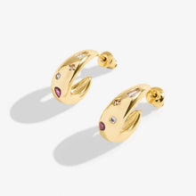 Load image into Gallery viewer, Gem Glow Gem Cluster Hoop Earrings - Gold