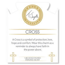 Load image into Gallery viewer, Gold Collection - Purple Turquoise Gemstone Bracelet with Cross CZ Gold Charm