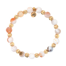 Load image into Gallery viewer, Gold Harmony Collection - White Natural Agate Gemstone Bracelet