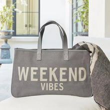 Load image into Gallery viewer, Grey Canvas Tote - Weekend Vibes