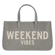 Load image into Gallery viewer, Grey Canvas Tote - Weekend Vibes