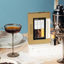 Load image into Gallery viewer, Honeyed Gold Espresso Martini Kit, Dark Chocolate Rimmer