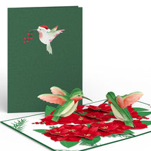 Load image into Gallery viewer, Hummingbirds on Poinsettias Lovepop Card
