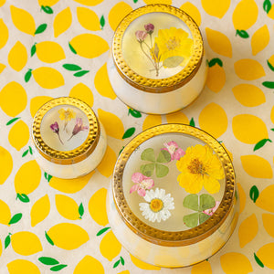 Rosy Rings - Lemon Blossom & Lychee Large Pressed Floral Candle