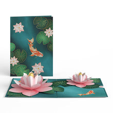 Load image into Gallery viewer, Koi Fish and Lotus Pond Lovepop Card