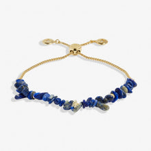 Load image into Gallery viewer, Lapis Lazuli Manifestones Adjustable Bracelet In Gold-Tone Plating