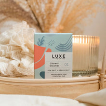Load image into Gallery viewer, Luxe Sea Salt + Grapefruit Shower Steamer Fizzy Bomb