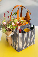 Load image into Gallery viewer, Market Tote - Patterned Canvas with Brown Handles