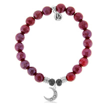 Load image into Gallery viewer, Maroon Jade Stone Bracelet with Friendship Stars Sterling Silver Charm