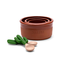 Load image into Gallery viewer, Set of terracotta nacho bowls with wooden spoons on a white background