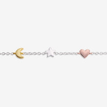 Load image into Gallery viewer, Mini Charms Moon, Heart, And Stars Bracelet In Silver, Gold-Tone And Rose Gold-Tone Plating