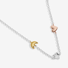 Load image into Gallery viewer, Mini Charms Moon, Heart, And Stars Necklace In Silver, Gold-Tone And Rose Gold-Tone Plating