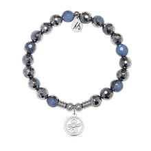Load image into Gallery viewer, New Beginnings Charm with Silver Dipped Sky Blue Agate Gemstone Bracelet
