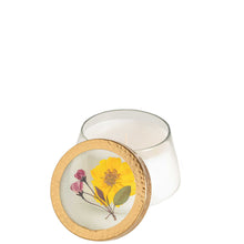 Load image into Gallery viewer, Rosy Rings - Lemon Blossom & Lychee Medium Pressed Floral Candle