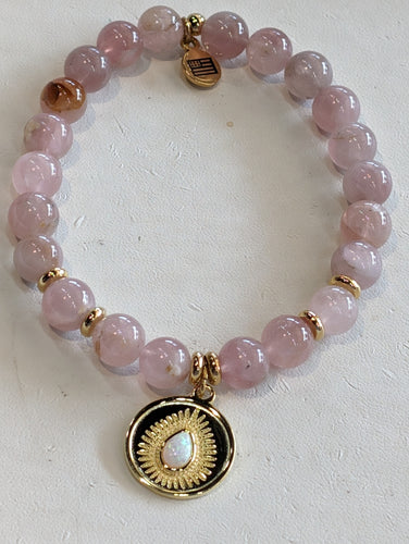 Gold Collection - Madagascar Quartz Gemstone Bracelet with You're one of a Kind Gold Charm