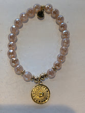 Load image into Gallery viewer, Gold Collection - Champagne Agate Gemstone Bracelet with You are My Sunshine Gold Charm